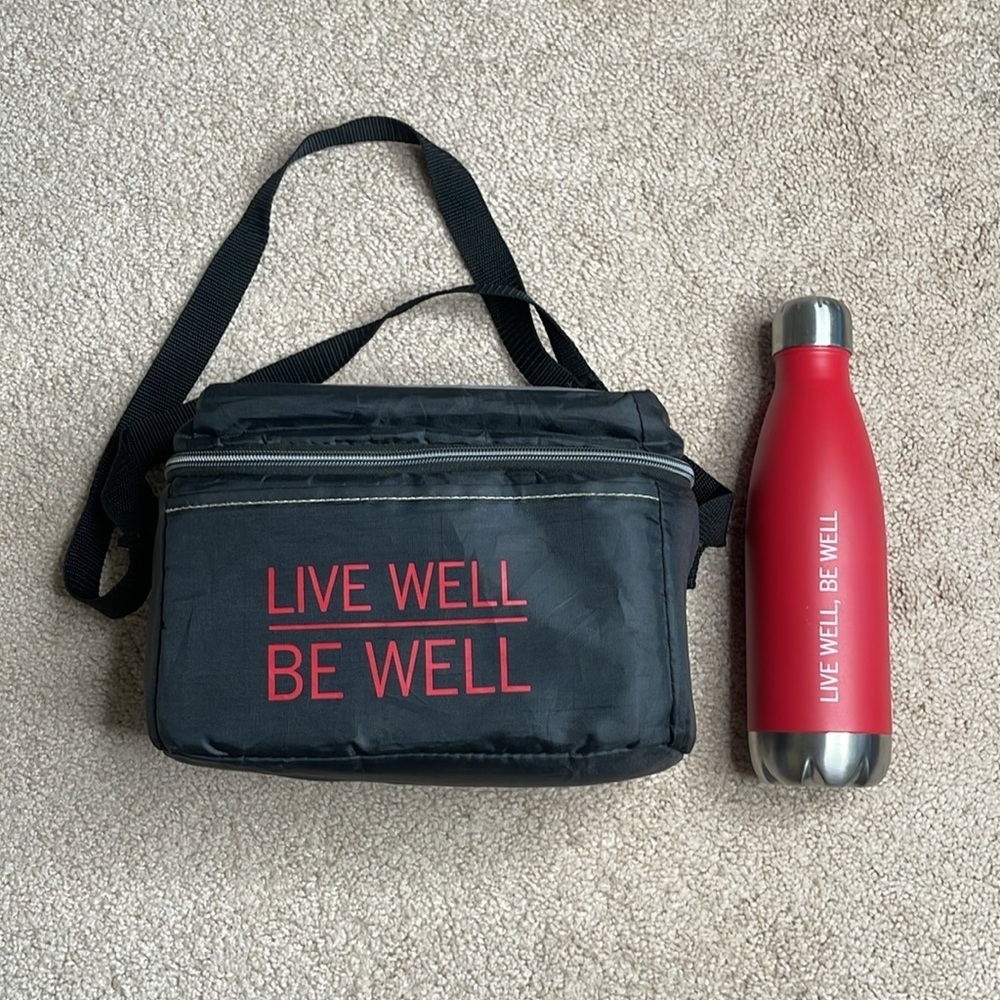 Live Well, Be Well Red Insulated Bottle‎ & Lunch Box